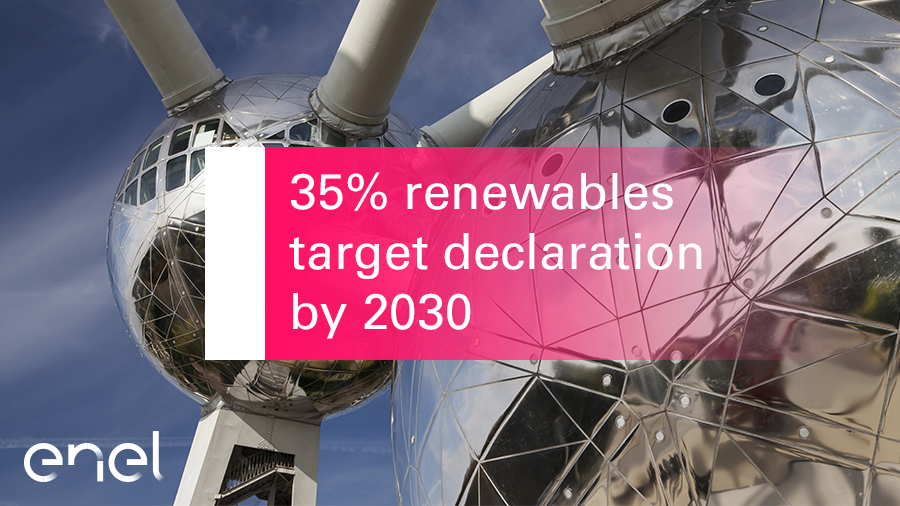 EnelGroup's tweet photo. We support the 35% RES target for the EU by 2030 to get back on track towards the Paris Agreement objectives.  https://t.co/lJzhAhfQ3e https://t.co/bMQeChqjcu