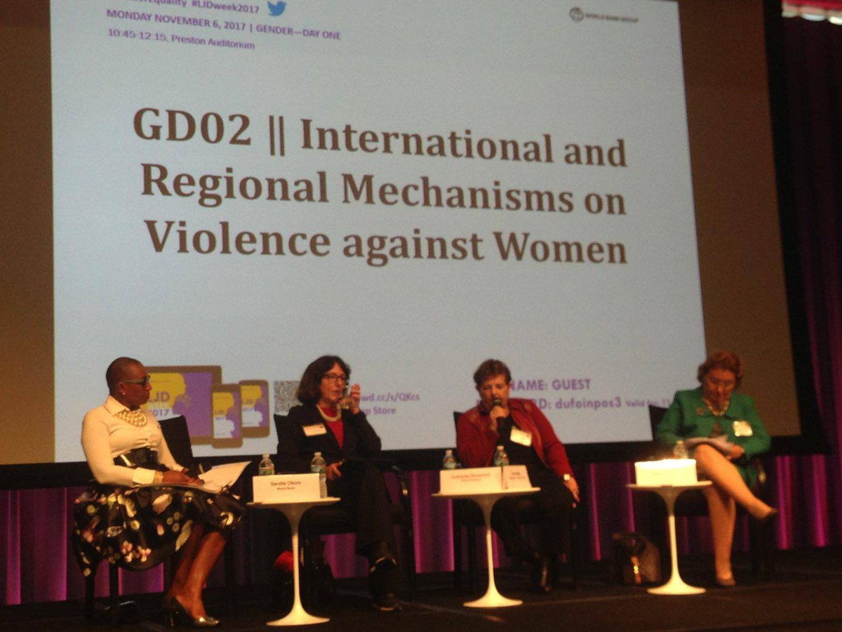To prevent #VAW we have to modify social representations &amp; stereotypes of women as people with less power than men -Sylvia Mesa #LJDweek2017