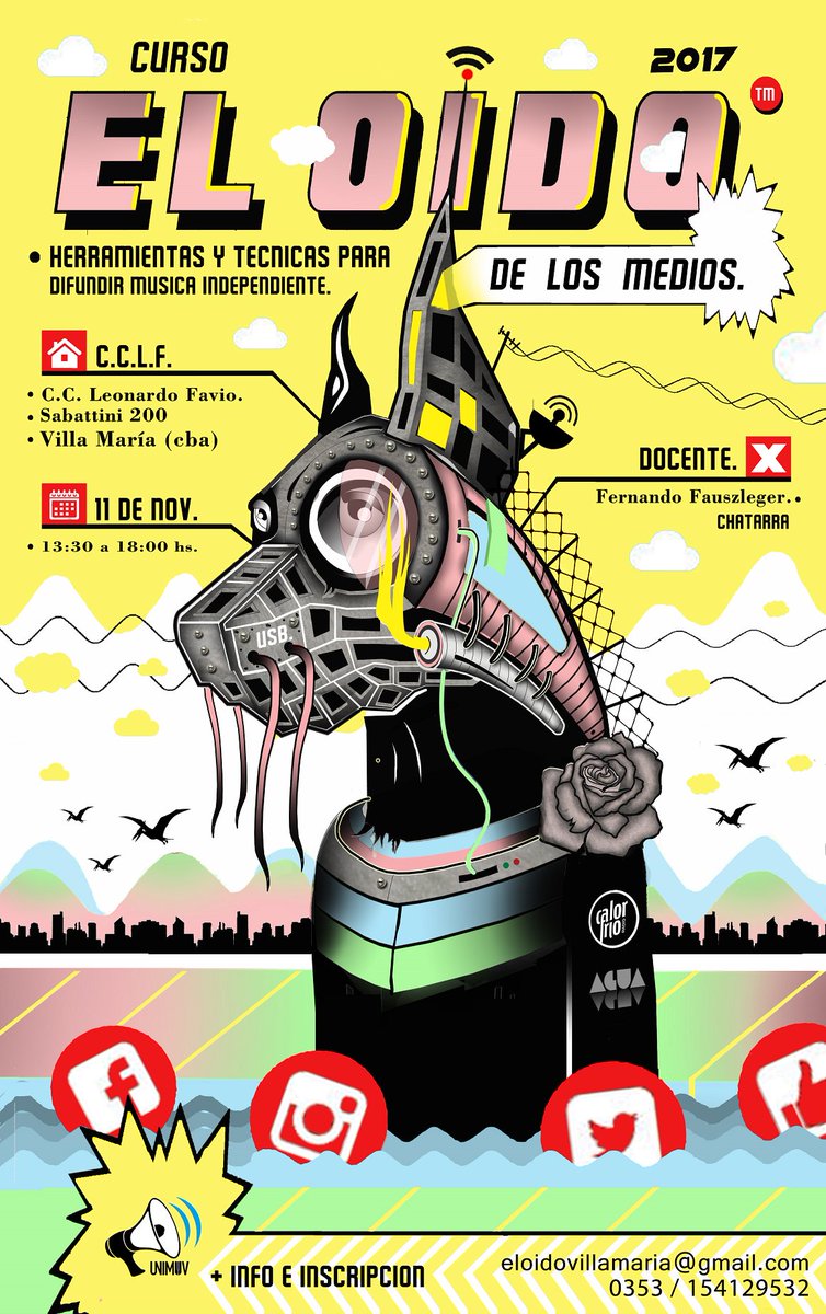 SoyFernandoAbel's tweet photo. Nunca tuve un flyer tan psico cyber trópico como éste, que diseñó Bruno Rostagno para #ElOidodelosMedios en #VillaMaria 😄 #gracias https://t.co/NN3g9ni5Vq