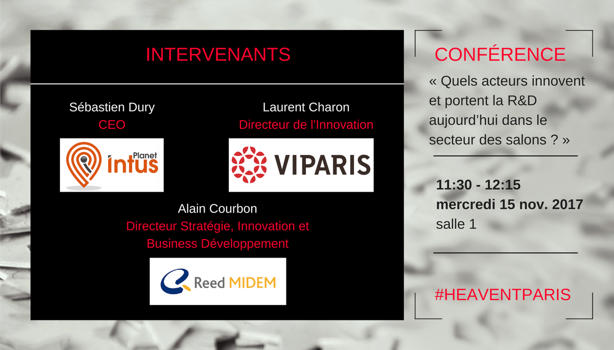 heaventparis's tweet photo. Quels acteurs innovent et portent la R&amp;D des salons ? @Planet_Intus, @laurentcharon &amp; @AlainCourbon répondent à 11h30 à #HeaventParis ! https://t.co/0vOfLZVzZm