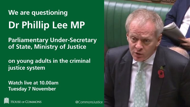 On 7 Nov we’re hearing from @DrPhillipLeeMP, <a href="/hmpps/">HMPPS</a> &amp; <a href="/MoJGovUK/">Ministry of Justice</a> on young adults in the criminal justice system: goo.gl/7Hpi92