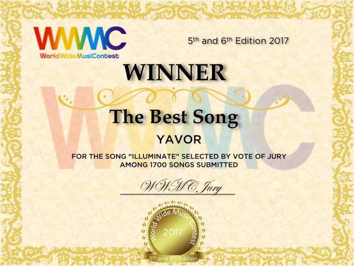 WWMContest's tweet photo. The new best song of WWMC 5th and 6th Edition 2017 is "Illuminate" of @yavimusic from Bulgaria. Congratulations!
https://t.co/WFzA95XLtD https://t.co/l18zoSM41R