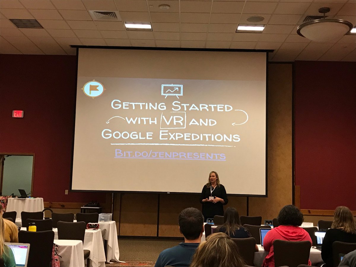 MrsSchroederASD's tweet photo. VR is where it’s at &amp; @tweets2jen is teaching us about how easy it is to use in the classroom #mwgsprizepatrol #mwgs @cesa_5 https://t.co/pjihq6IKvZ