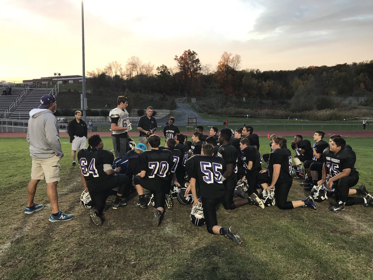 MW_FootballTeam's tweet photo. Senior DE Jack Colbath explains the importance of hard work and dedication to the Modified team after they get a win! #crusaderpride https://t.co/sp08CV8zW3