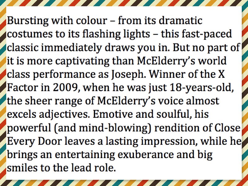 P4ULAWILLIAMS's tweet photo. @joemcelderry91 Another amazing review and so well-deserved ๐๐๐๐๐ https://t.co/yelC1rbv0A #josephuktour2017 ๐๐ #worldclassindeed https://t.co/rPZ4opTdLr