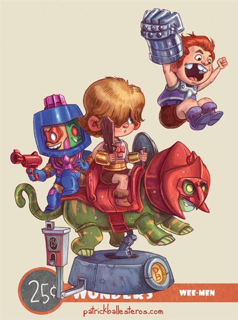 PatrickBallest's tweet photo. These Wee-Men are ready to take on the universe &amp; @DesignerCon next month. Will you be? #motu #heman #dcon #booth700 #25centwonders https://t.co/hGQ5Q1oGPy