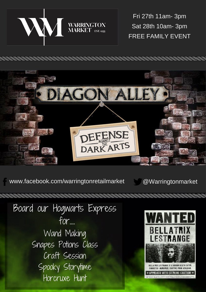 Warrington Markets Wizardry Weekend. This Fri &amp; Sat <a href="/FamiliesWarring/">Families Warrington</a> <a href="/DiscoverWgton/">Discover Warrington</a> <a href="/WarringtonCo/">Warrington & Co</a> 
<a href="/WarringtonBuses/">Warrington's Own Buses</a> 
facebook.com/events/1748034…