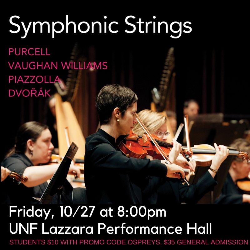 UNF_FineArts's tweet photo. Don't miss @jaxsymphony in #SymphonicStrings on 10/27 at UNF Lazzara Hall. Doors @ 7:30p, concert @ 8p. Tix @ https://t.co/pwxjeIdX9G https://t.co/CwhNYVPvn9