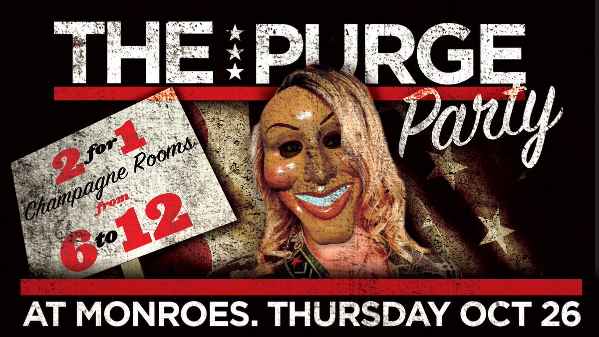 mainstage411's tweet photo. Tomorrow Night at @MonroesPB
#Purge #Halloween Costume #Party
drink &amp; champagne room specials

for more info:  https://t.co/QaBJEvx5Wx https://t.co/G1FyRhMd7f