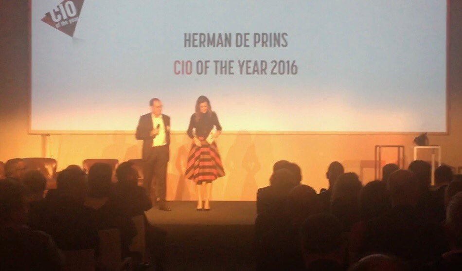 hermandeprins's tweet photo. Congratulations @BjornVanReet #CIO2017. Thx for taking over.    @ilsedevis I can finally continue to do what I was doing yesterday 😎 https://t.co/qFylMfjEYQ