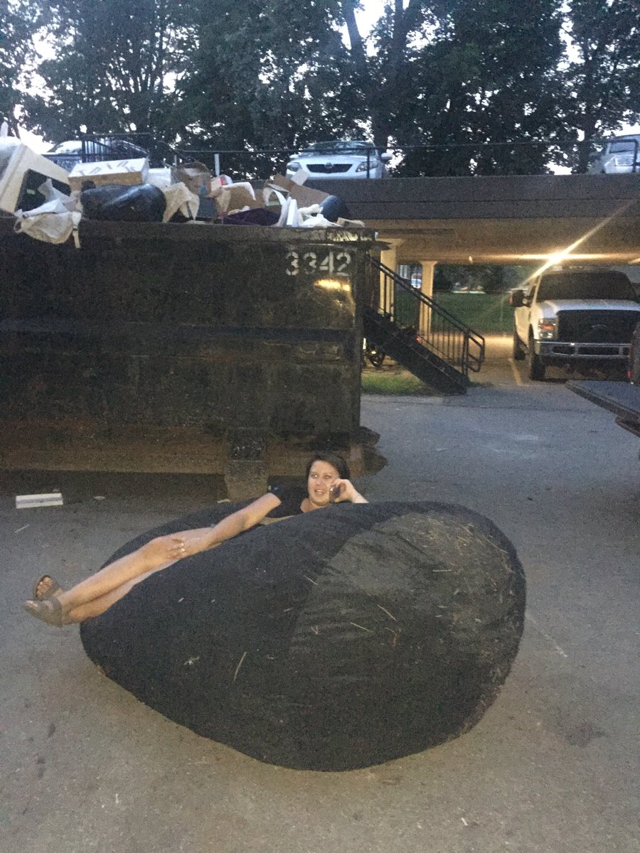 elyssa_hope's tweet photo. That time we found a giant beanbag sad and alone by the dumpsters so we took it in as our own...#adoption #thenandnow @CruatState https://t.co/emd2AP03mx