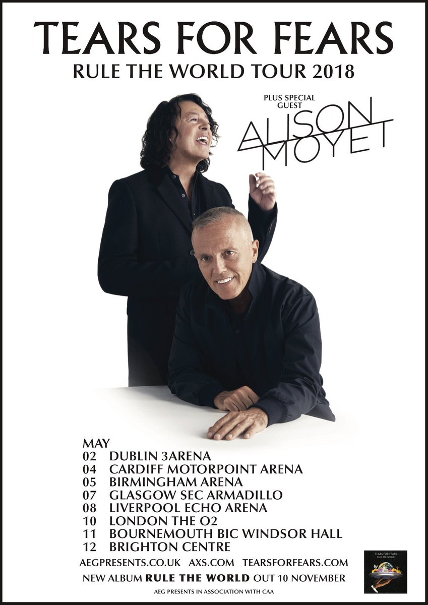 Tickets are now on-sale for the first leg of the Rule The World Tour 2018. Get tickets at tearsforfears.com