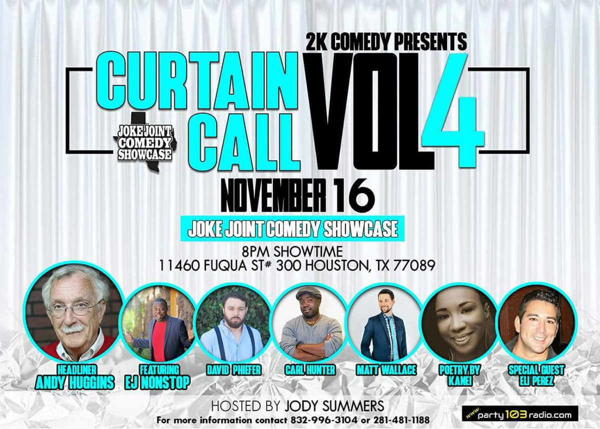 cjxdownup's tweet photo. #2KComedy #Nov16th #JokeJoint #Party103Radio #ComedyShow #HTown #PleaseShare #Thankyou https://t.co/TCnjXbW8al