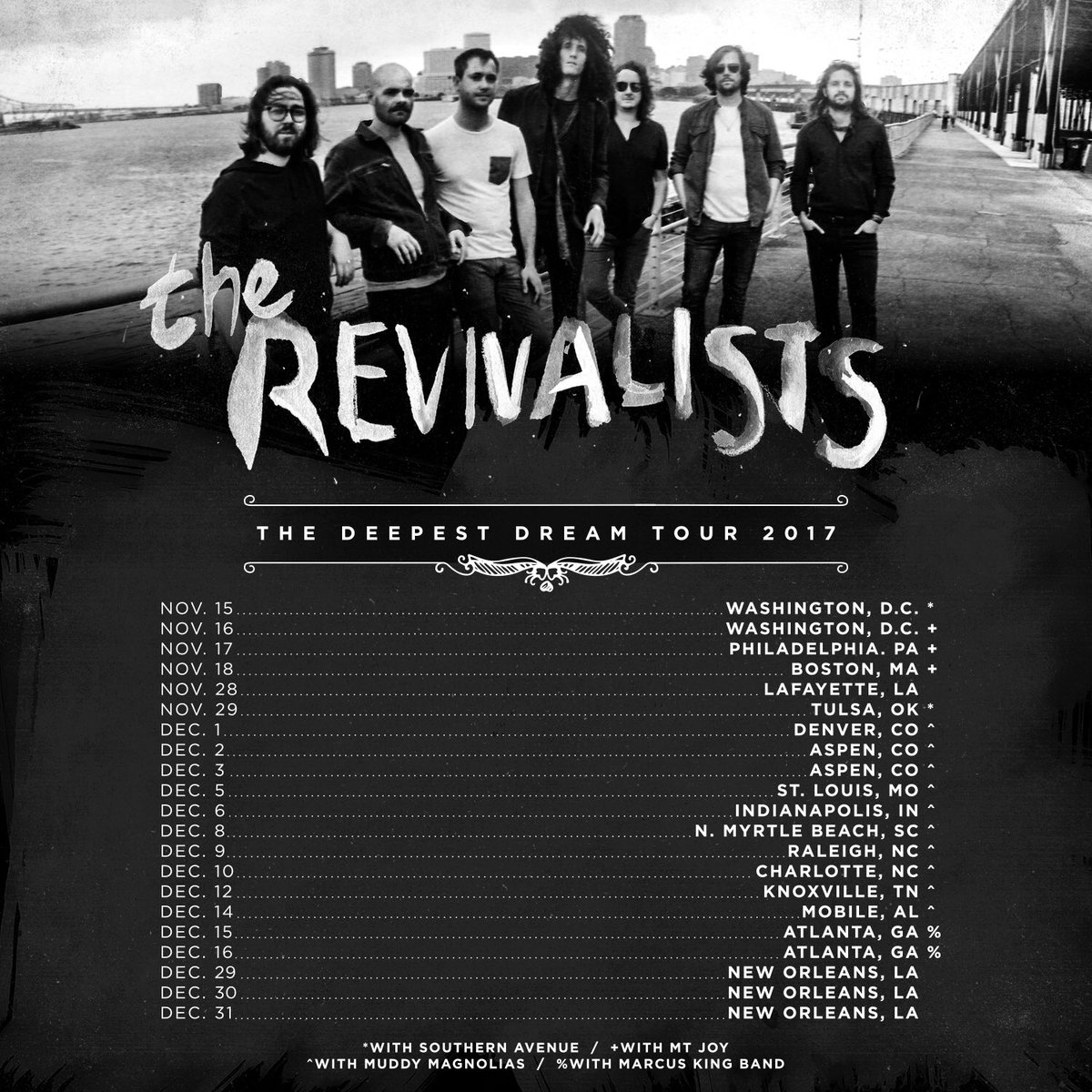 The #DeepestDreamTour will now include support from @SouthernAveMEM <a href="/MtJoyBand/">Mt. Joy</a> <a href="/MuddyMagnolias/">Muddy Magnolias</a> &amp; @Marcuskingband! 🎟: therevivalists.com