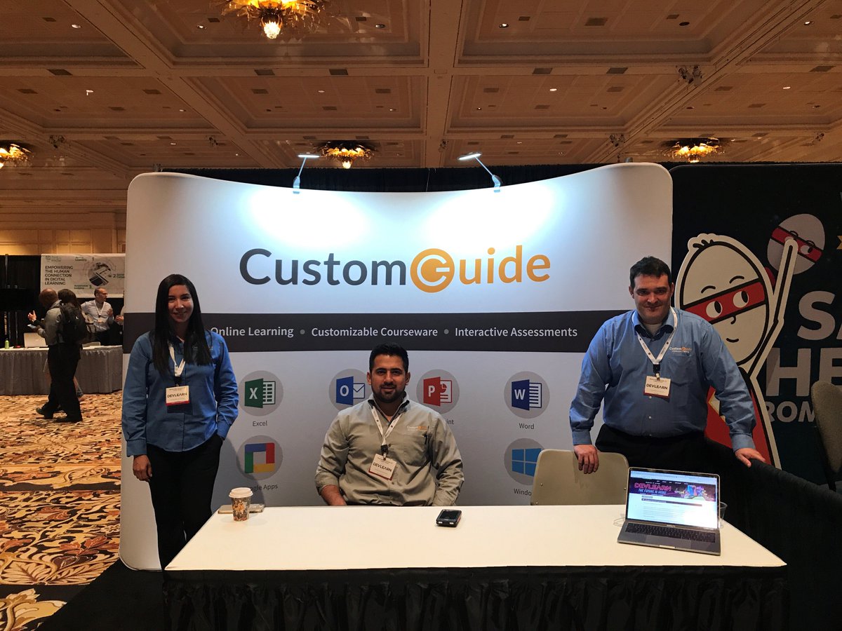 CustomGuide's tweet image. Looking forward to the next few days here at @devlearn Stop by our booth and learn about the next big thing for Custom Guide! #DevLearn2017