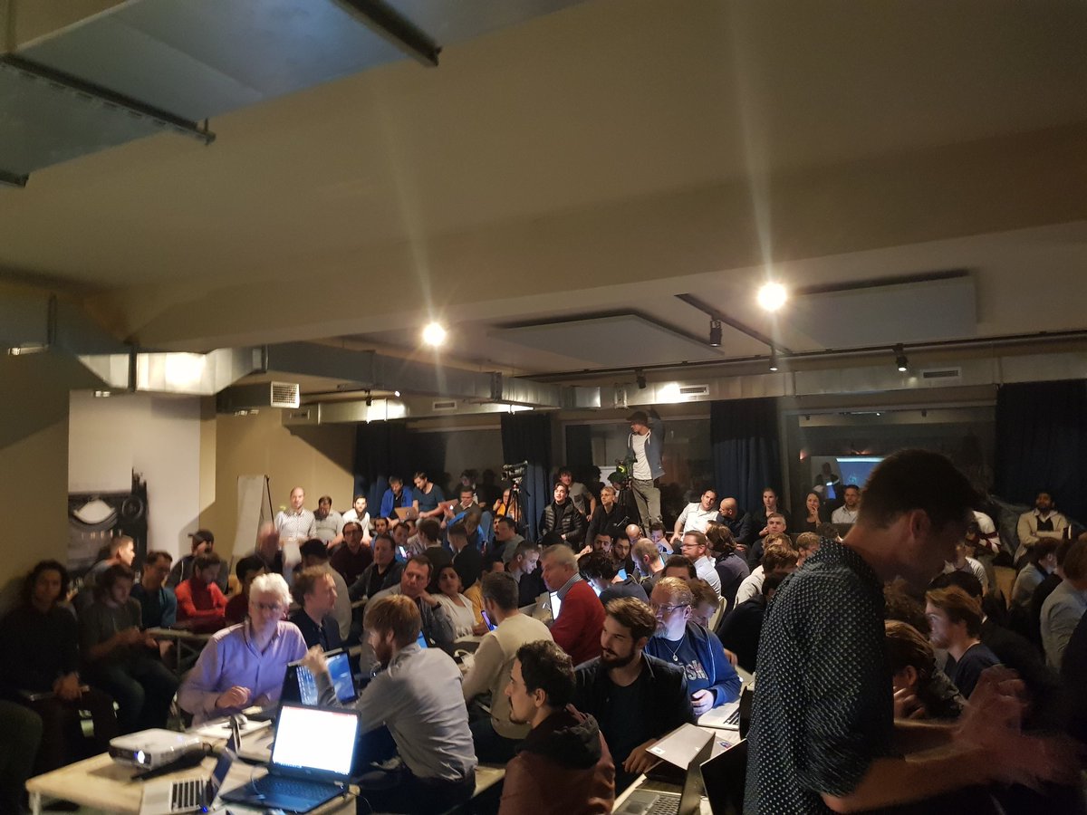 DomSchiener's tweet photo. Officially kicking off our #IOTA Meetup in Amsterdam. Full crowd for a hands-on introduction with #Enexis https://t.co/hH1HexoM2r