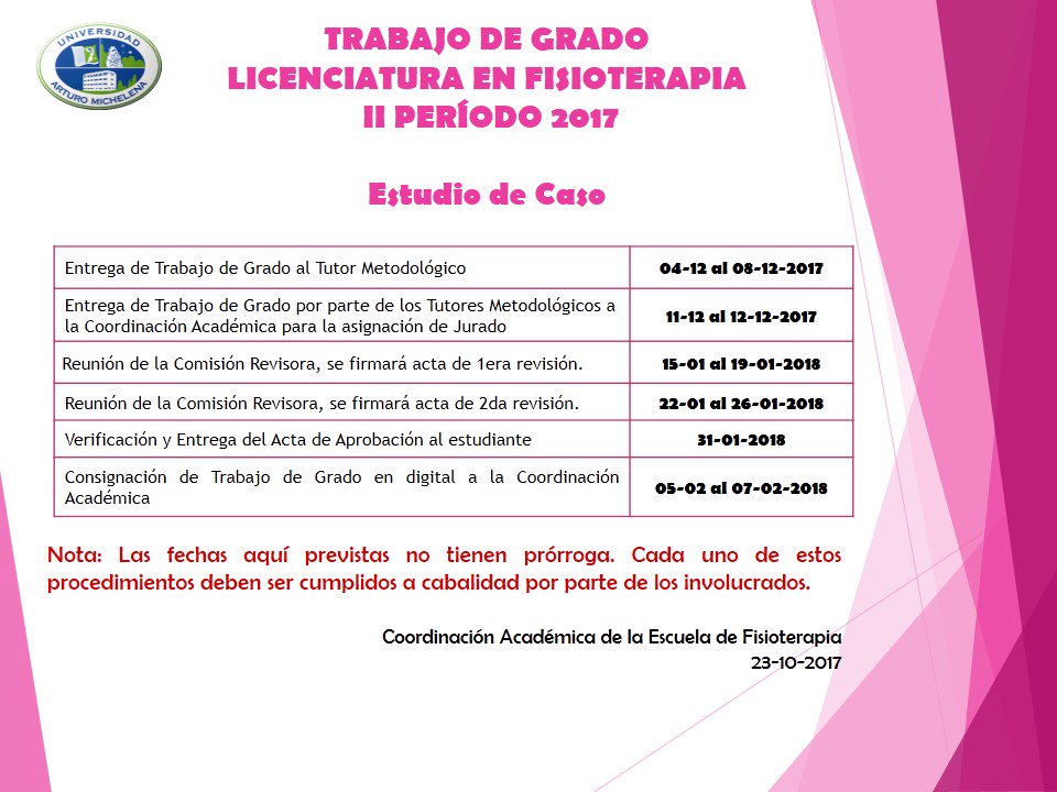 EscFT_UAM's tweet photo. CRONOGRAMA TRABAJO DE GRADO X SEMESTRE (LICENCIADOS) 2017-II https://t.co/nvtTZQdVAR