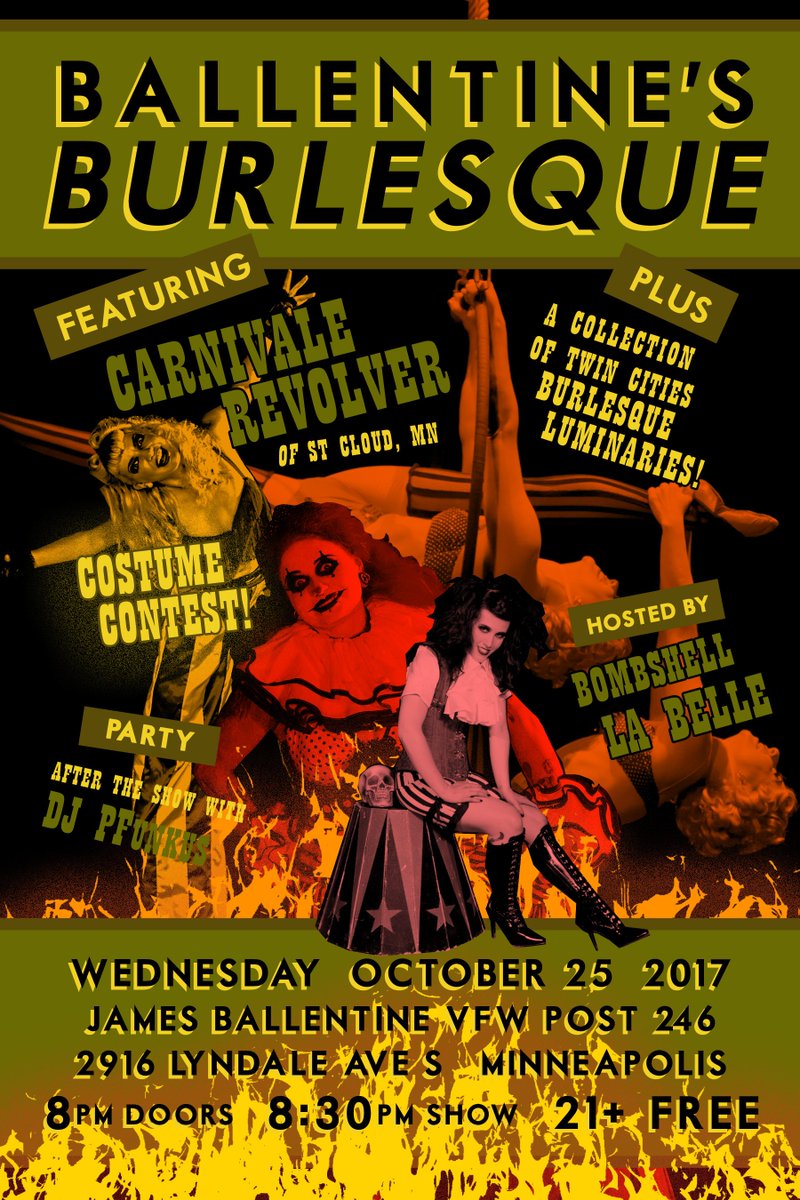 HashtagMichelle's tweet photo. Tonight at the @UptownVFW! 
Burlesque, aerial, sideshow, COSTUME CONTEST, dance party, and... there will be blood...
Showtime 8:30pm/FREE! https://t.co/j32rD8rHZh