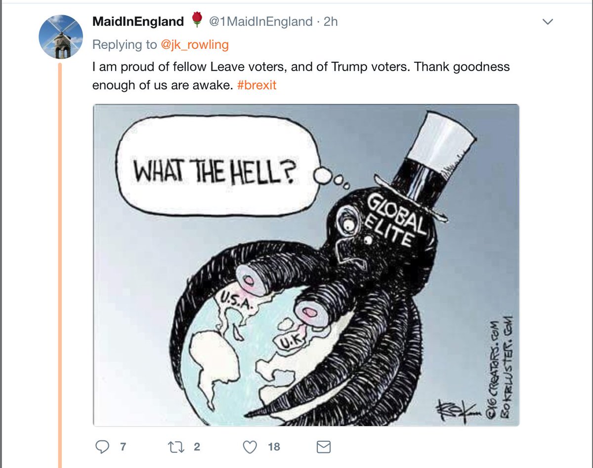 jk_rowling's tweet photo. Of all the remarkably similar arguments made forTrump &amp; Brexit, the one history will judge most ludicrous is that they were anti-elitist. https://t.co/EtVCBSHaiQ