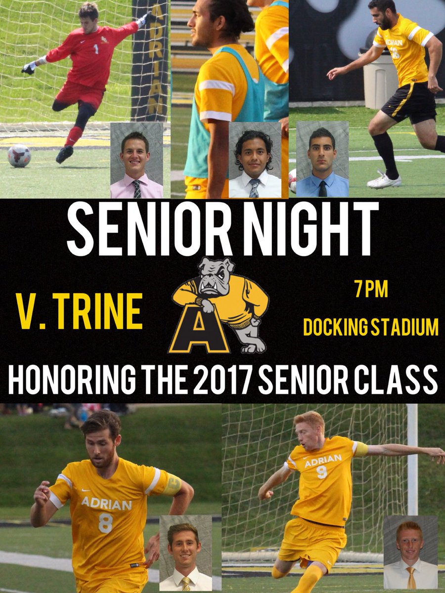 adrian_msoccer's tweet photo. 🐶⚽️ SENIOR NIGHT

⏰: 7:00 PM

📍: Adrian, Mich.

📺: https://t.co/tsFVegXt6z

📈: https://t.co/AG0lhnWhYU

#ACMS #D3soccer #NCAASoccer #D3MIAA https://t.co/yMd65Ebp38
