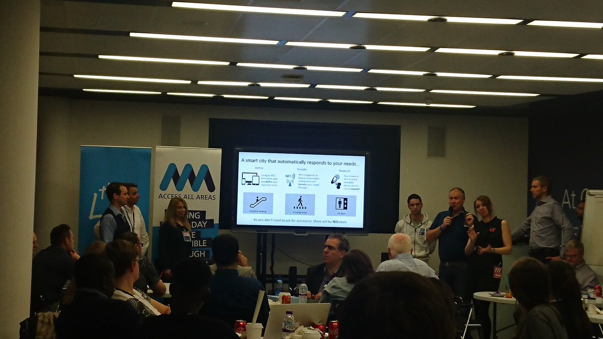 givevision's tweet image. NoLabel, accessibility for all. Teams presenting their ideas @O2 #accesshack