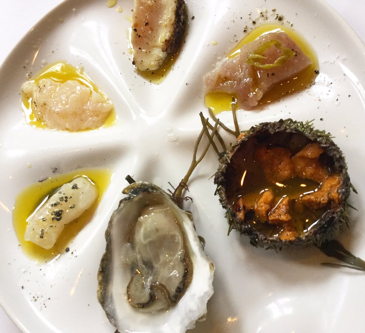 Beautifully prepared Crudo tasting ready to be served! 
#escarestaurant #fresh #crudo #fish #yummmm #eaaaaats #hellskitchen #escanyc