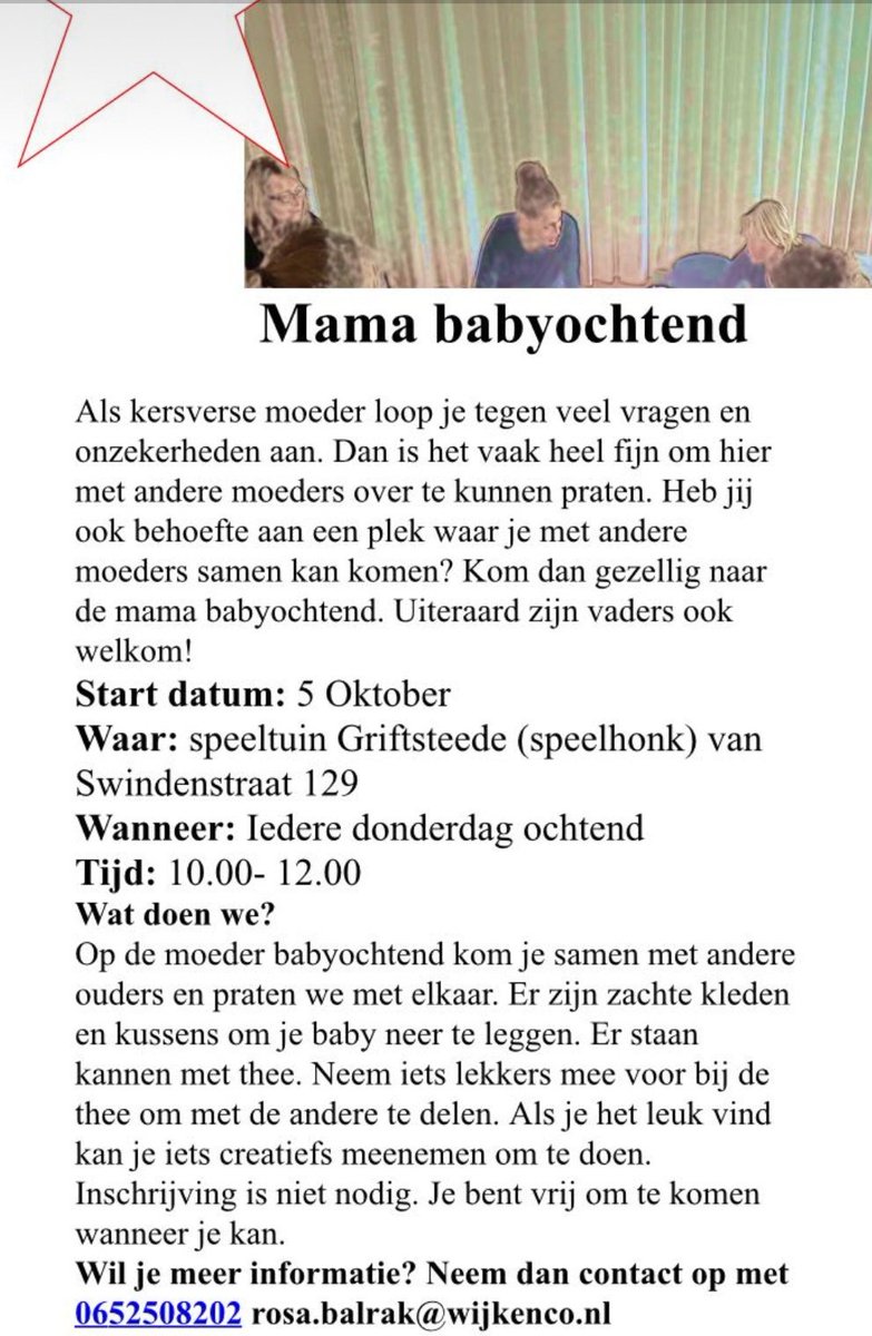RosaDock's tweet photo. Kom ook naar de @mama baby ochtend in speeltuin @griftsteede @WijkEnCoRosa @WijkEnCoNO  iedere donderdag ochtend https://t.co/4yZZjEqw3D