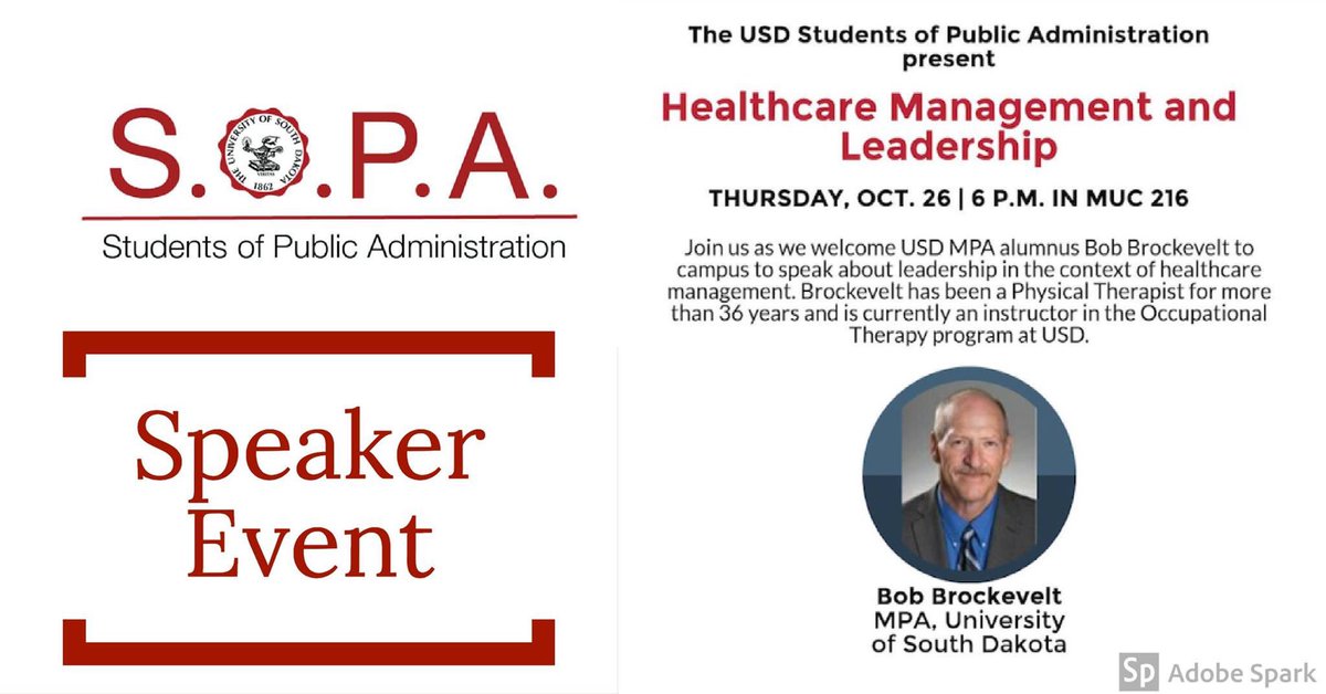 Please join us tomorrow evening at 6 p.m. in MUC 216 as we learn more about Healthcare Leadership and Management! There will be free food!