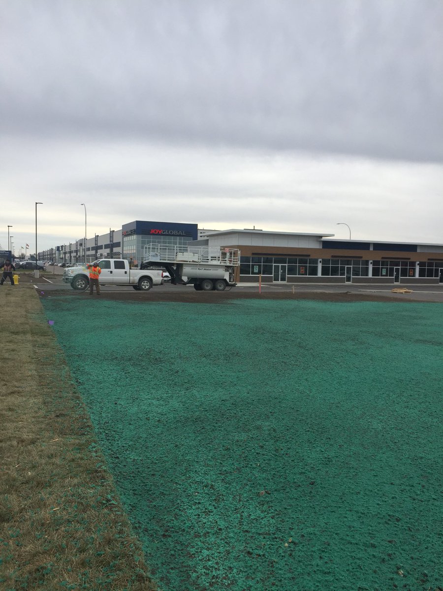 rvcontracting's tweet photo. Hydroseeding the new #TimHortons on Marquis and Millar Ave in #Saskatoon ... cool morning but going very well. https://t.co/nXXwJWumpq
