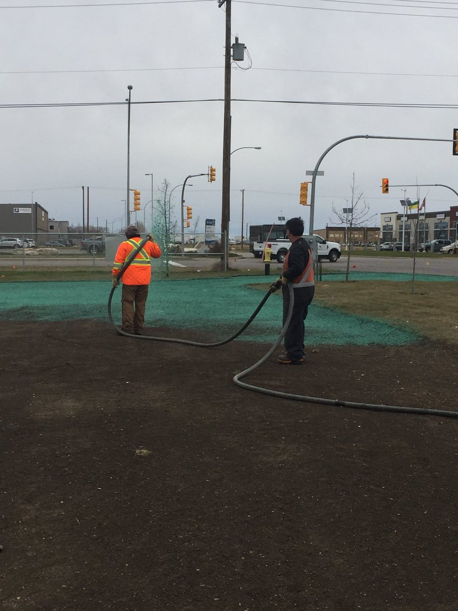 rvcontracting's tweet photo. Hydroseeding the new #TimHortons on Marquis and Millar Ave in #Saskatoon ... cool morning but going very well. https://t.co/nXXwJWumpq