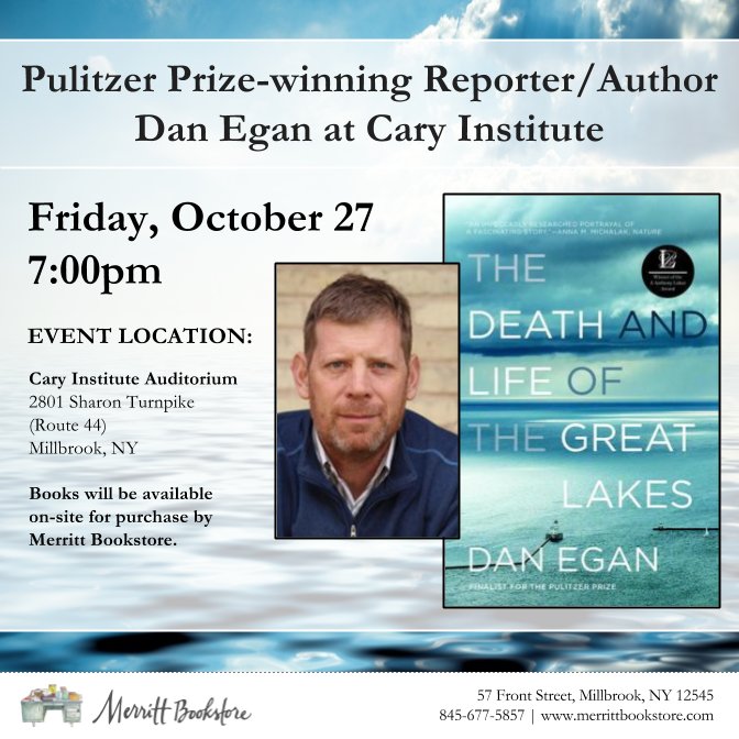 MerrittBooks's tweet photo. THIS FRIDAY!!
Dan Egan Author Event at Cary Institute
Friday, October 27th at 7:00pm
@wwnorton #DanEgan @caryinstitute https://t.co/OOi1KuWVFJ