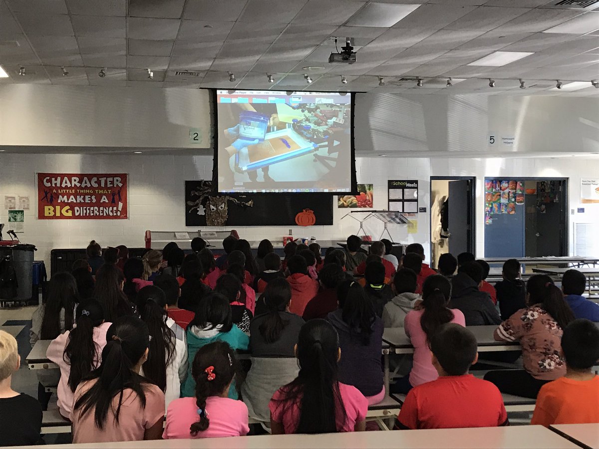 RMHS <a href="/RMHSMUSTANGS/">Rolling Meadows HS</a> Small Business MGMT presents to Juliette Low's 5th graders their first project, the graduation shirt! #d214ready