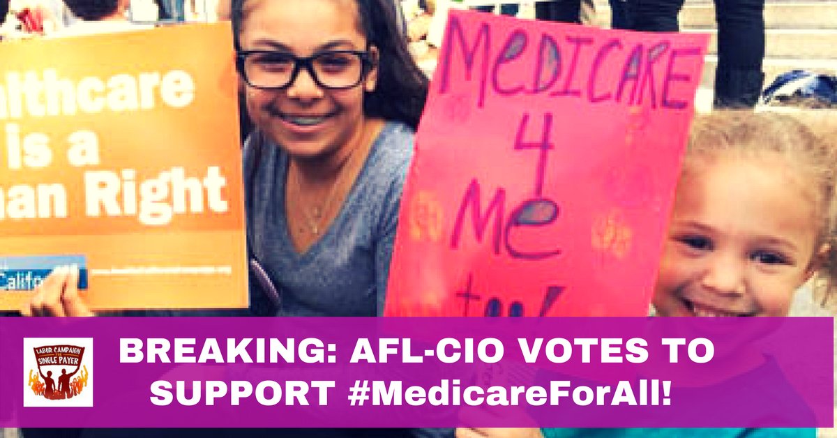 LaborforSPayer's tweet photo. BREAKING! #AFLCIO17 passes resolution to lead the fight for #MedicareforAll.... All together now. Take the pledge: https://t.co/NPPxIOK2YF https://t.co/g8ouAEAl1t