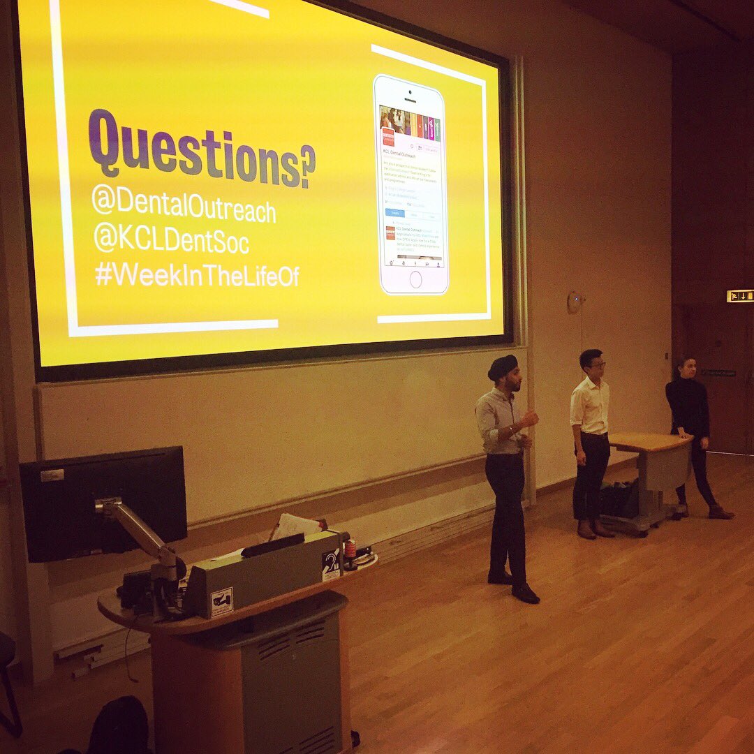 DentalOutreach's tweet photo. Thank you to Bal, Lauren + Ben for our Dental Outreach evening lecture on life as a Dental student! https://t.co/Y0WEAbiUqU