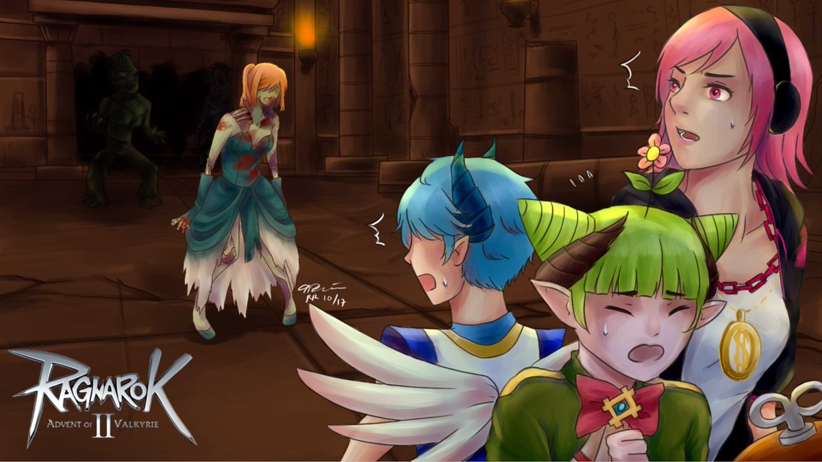 PlayRagnarok2's tweet photo. Little known fact: If Osiris bites you, you WILL turn in to a zombie. Thank you, Leydee! #Ragnarok #Ragnarok2 #Halloween #Zombie https://t.co/zO1c2sCxLu