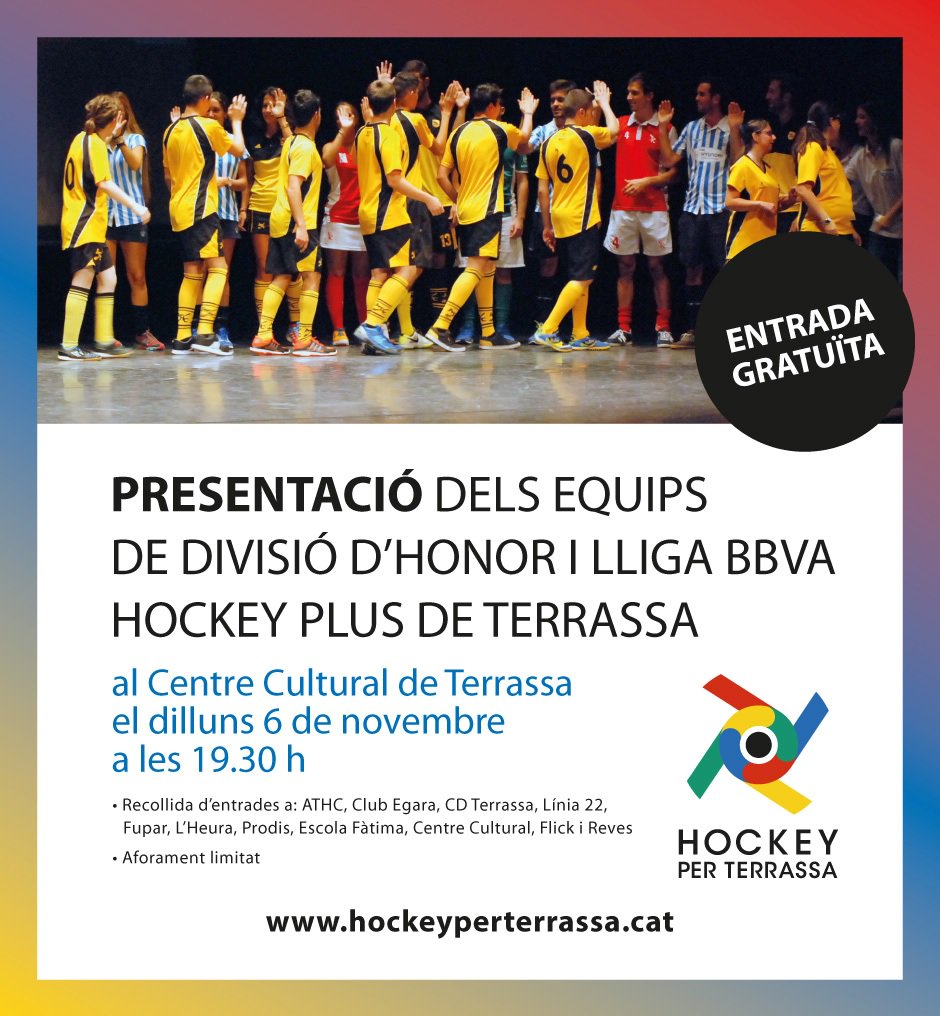 HockeyTerrassa's tweet photo. El dilluns 6 de novembre, t'esperem al @CCulturalTRS! ENTRADA GRATUÏTA! Reserva-la ja! #Terrassa https://t.co/zCDeZxYS6u