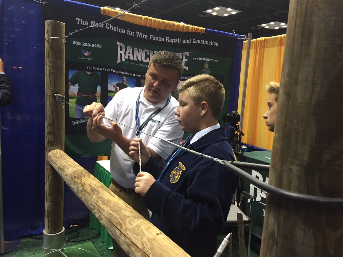 Ranchmate's tweet photo. The @NationalFFA Expo is underway! Booth is already packed w/ members learning about the quick, easy &amp; strong fence solution. #ICanWeWillFFA https://t.co/0gr4EtdMY0