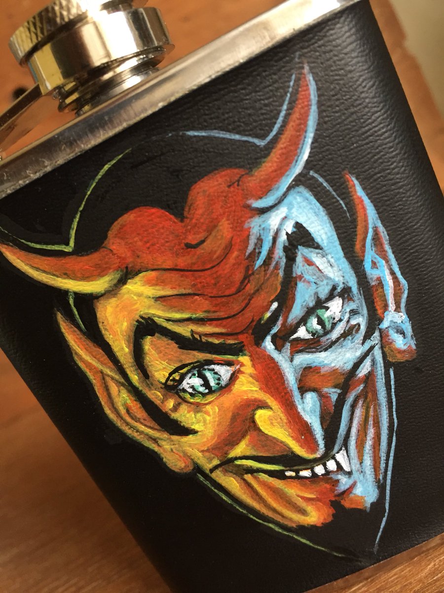 All finished on this Devils Juice handoainted hip flask. #hipflask #devil #devilsjuice #handpainted #flask #weedram #drink