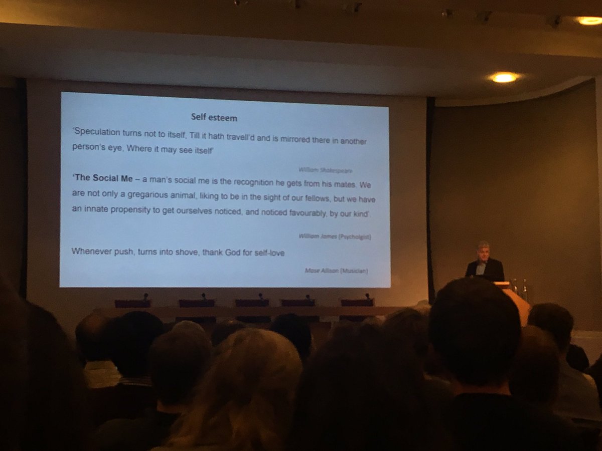'Self esteem is a buffer against mental illness' depends on predictions of others' regard for us. Ray Dolan, Brain Prize <a href="/royalsociety/">The Royal Society</a>
