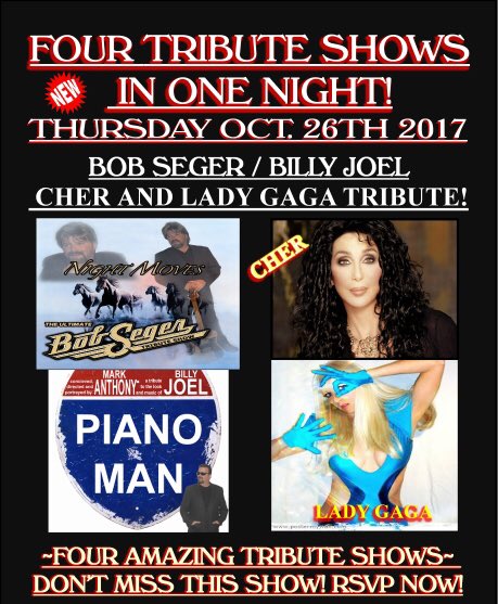 thestagetweets's tweet photo. Come join us this Thursday firFour Tribute Shows. Bob Sefer / Billy Joel / Cher &amp; Lady Gaga. Please call for reservations. https://t.co/eCqbrkeqjt