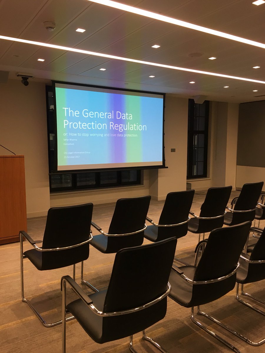Great talk on #GDPR by Sahar Bhaimia. Thank you <a href="/CLIG_London/">CLIG</a>!