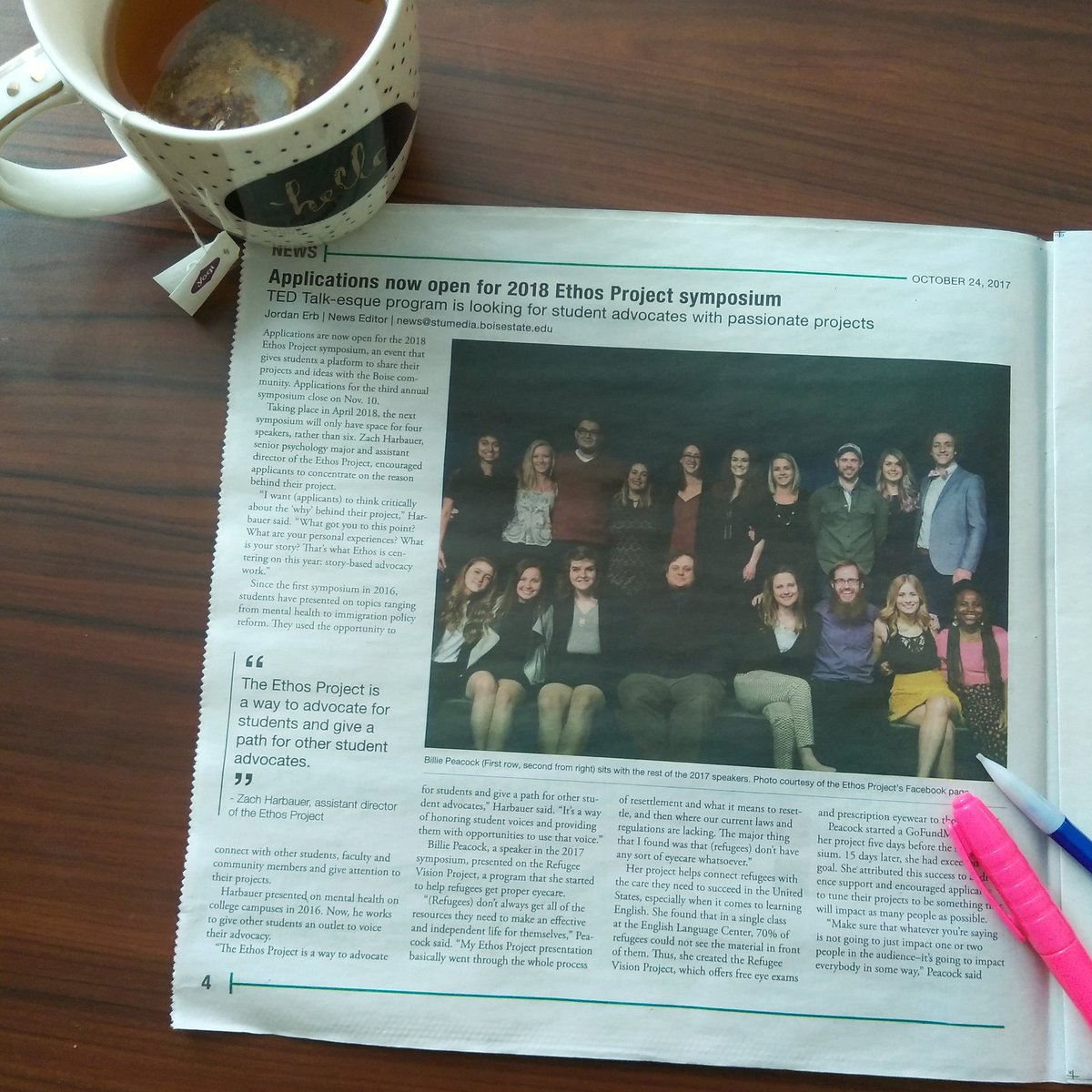 EthosProjectBSU's tweet photo. Take a tea break today to read the @arbiteronline article on Ethos applications. Thanks for your support, Arbiter! https://t.co/614FR0n5Ym