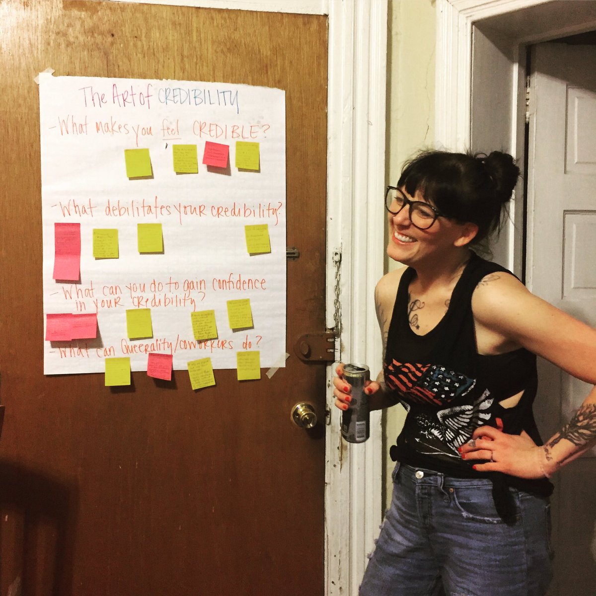 tweetqueerality's tweet photo. @queer_femme_CEO #educating @tweetqueerality staff at a weekly #professional #development on the #art of #credibility! #eduforchange #queer https://t.co/0mKmWsCCIB
