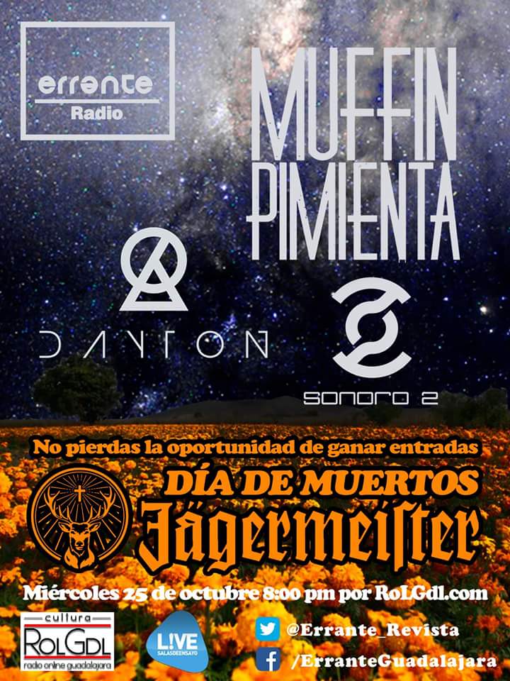 ErranteRevista's tweet photo. Hoy en #ErranteRadio tendremos proyectos nacionales a cargo de #MuffinPimienta #Dayton y #Sonoro2 ¡Nos escuchamos a las 8pm! https://t.co/jYF2G3oWLA
