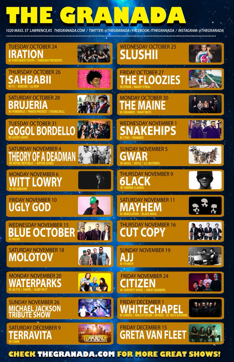 theGranada's tweet image. More free tickets!! RT this and follow us to enter to win two FREE tickets to any show on our calendar! Choosing on Friday.