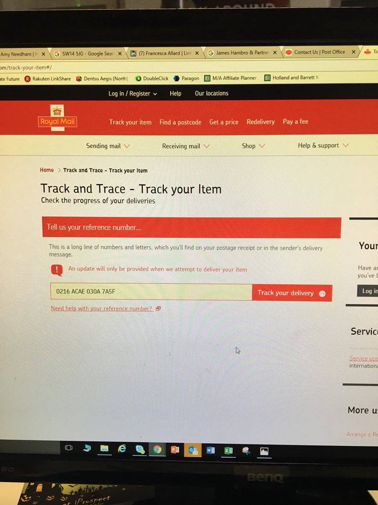 amy_ned's tweet photo. @RoyalMail Also @RoyalMail I entered the reference into the website and received the below. Please could you clarify what this means? https://t.co/5KVipG7xNH