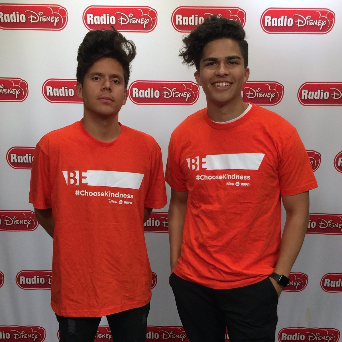 radiodisney's tweet photo. .@rudymancuso and @alexaiono are celebrating #UnityDay in the studio by wearing orange! #ChooseKindness https://t.co/rAIRdDilnY