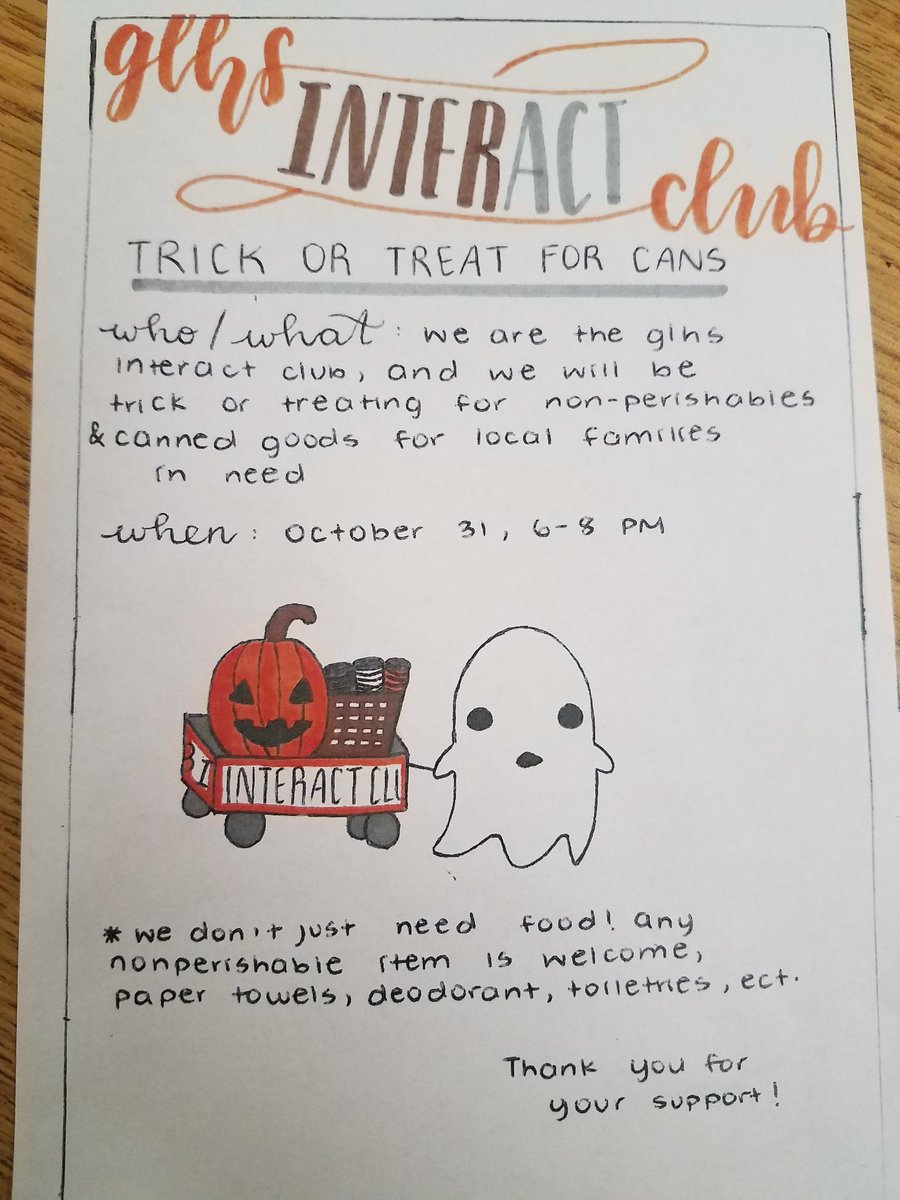 science2succeed's tweet image. Please support Interact Club in our "Trick or Treat for Canned Goods." We will be collecting cans and nonpersishable items on October 31st
