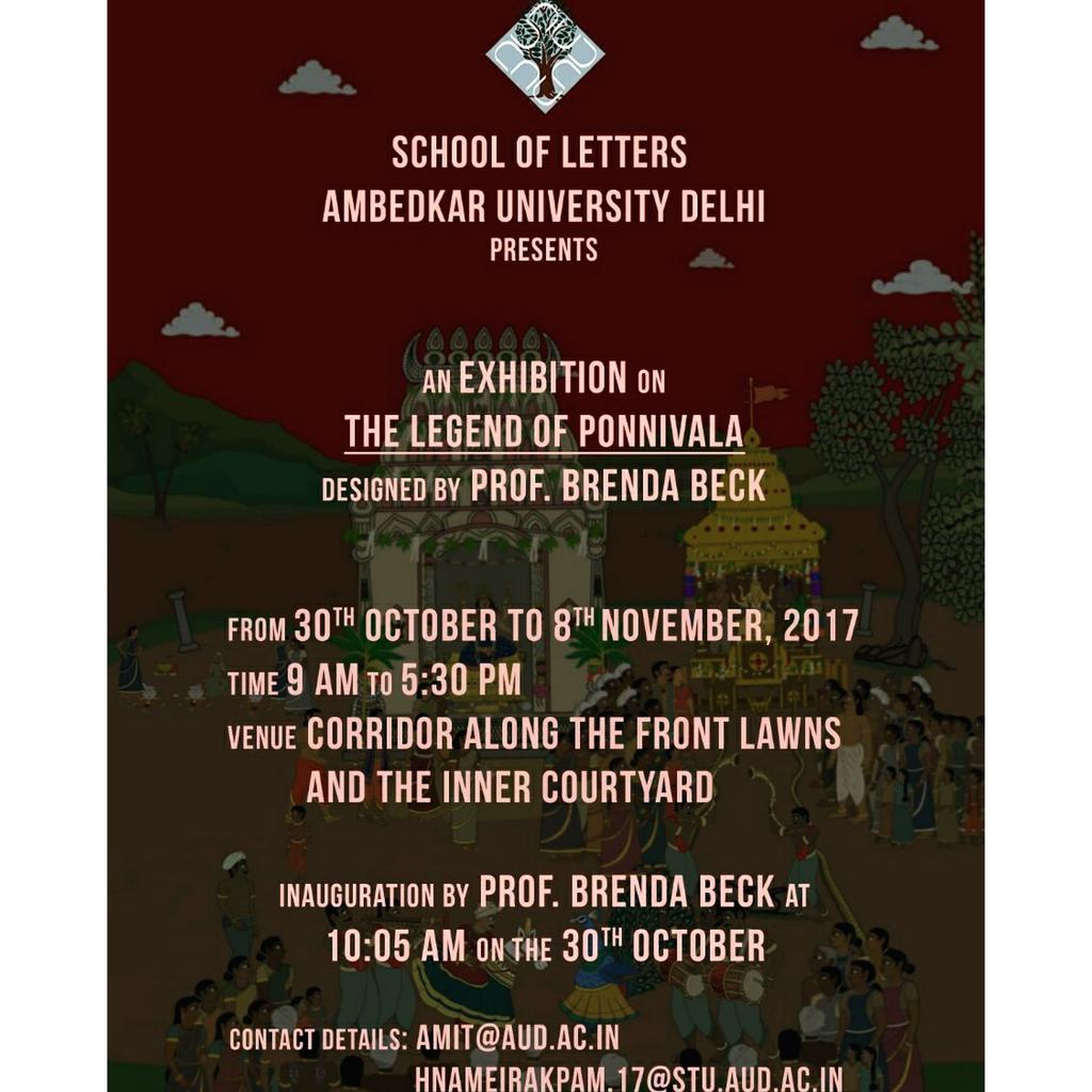 MayuriPatankar3's tweet photo. Do not miss to attend Dr. Brenda Beck's exhibition on The Legend of Ponnivala, in Delhi!

#folkepics
#ponnivala_AUD
#Folklore https://t.co/szLurCaFv0
