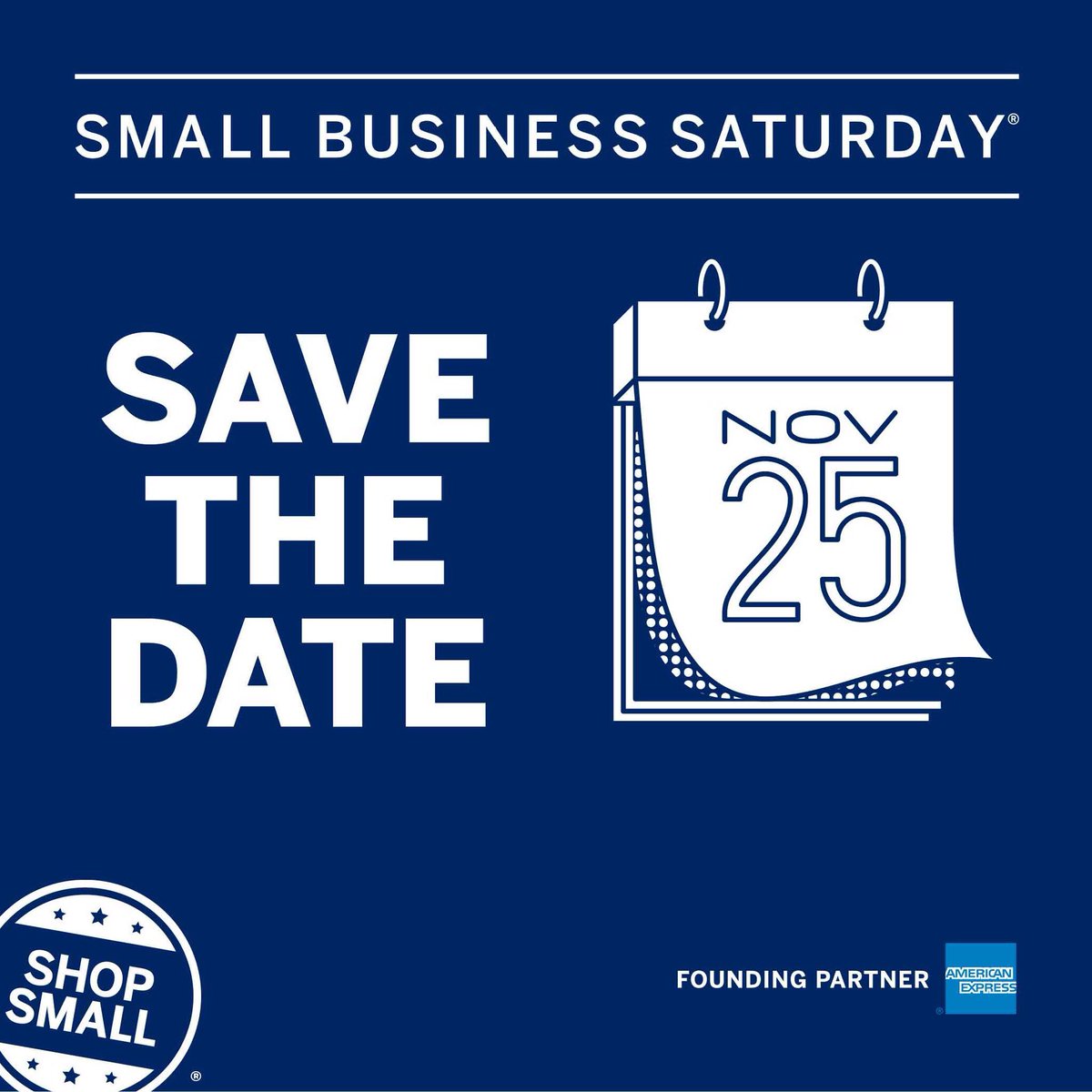 #SmallBizSat is one month away! Join us on Nov 25 and encourage customers to #ShopSmall at their favorite small businesses.